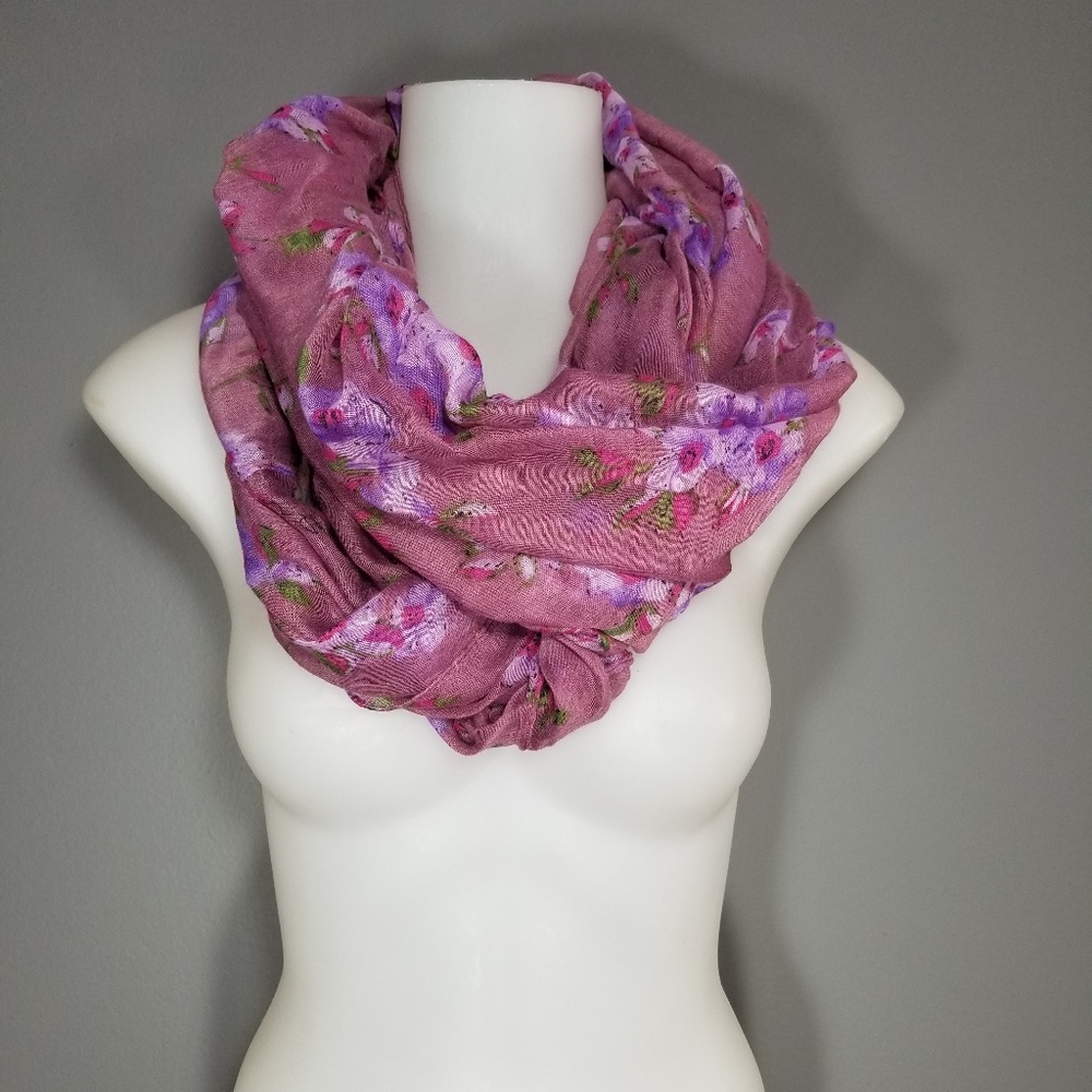 PURPLE FLORAL INFINITY SCARF